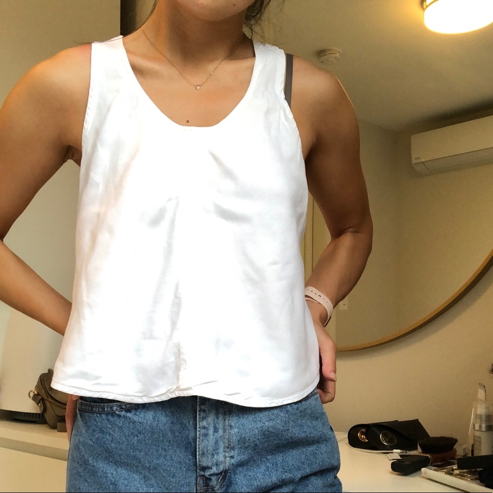 Aritzia White Open Back Tank